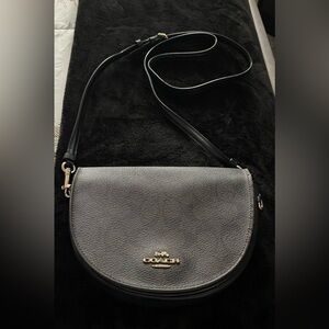 Small Coach Black and Brown Ellen Leather Crossbody Bag